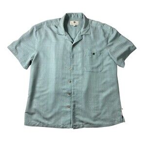 Island Shores Men's SS Button Rayon Blend Shirt  XL  Blue-Green Coastal Vacation